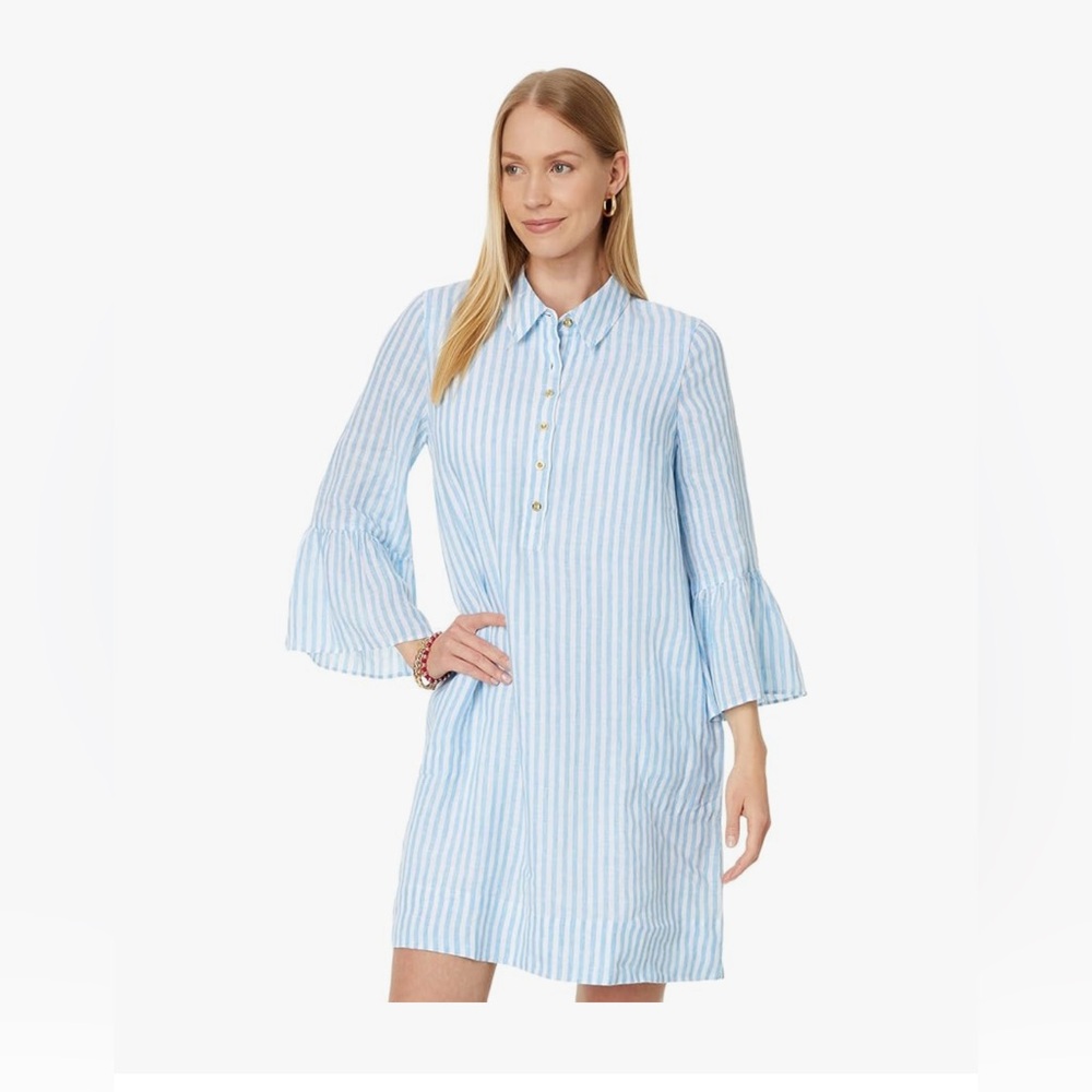 NWT Lilly Pulitzer Sz 2 Jazmyn 3/4 Sleeve Linen Tunic Dress